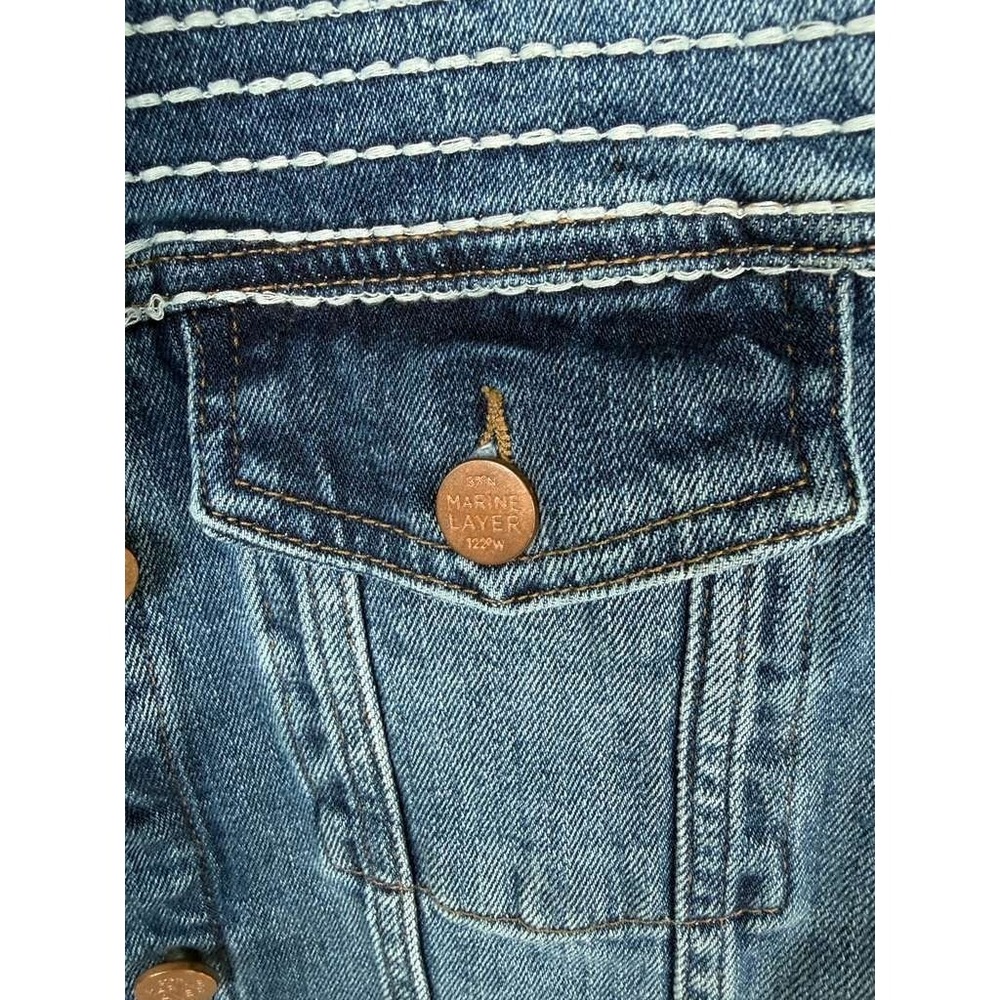 Marine Layer Eileen Cropped Trucker Jacket Denim Embroidered Western‎ Festival - Picture 6 of 10